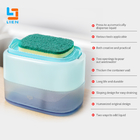 Kitchen Plastic Soap Pump Sponge Caddy With Soap Dispenser Liquid Dish Brush